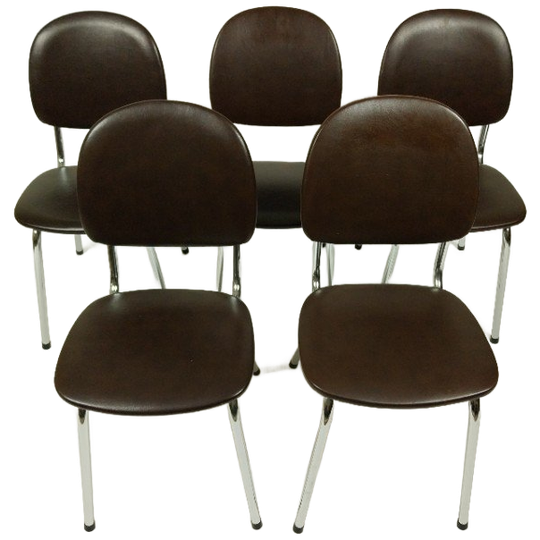 5 X Vintage Stoelen In Skai Leer, Jaren 70 1