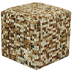 Vintage Vierkante Poef Geitenleer Patchwork Mozaïek Patroon thumbnail 1
