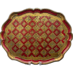 Florentijns Vintage Dienblad Rood/goud 60's thumbnail 1