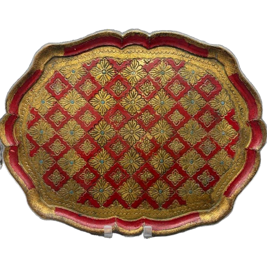 Florentijns Vintage Dienblad Rood/goud 60's 1