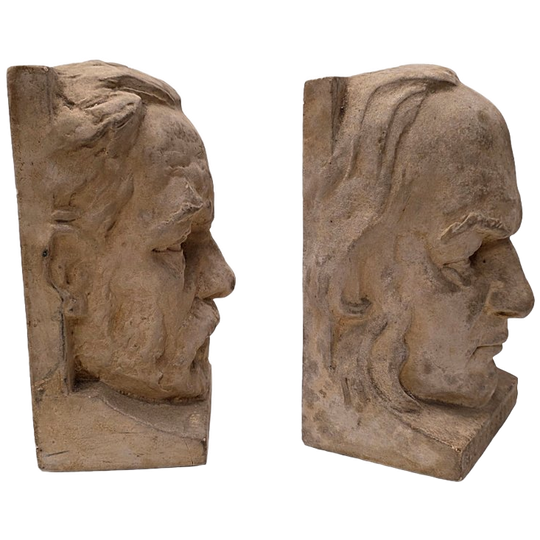 Franse Gipsen Boekensteunen Van Joanny Durand, Begin 1900 1