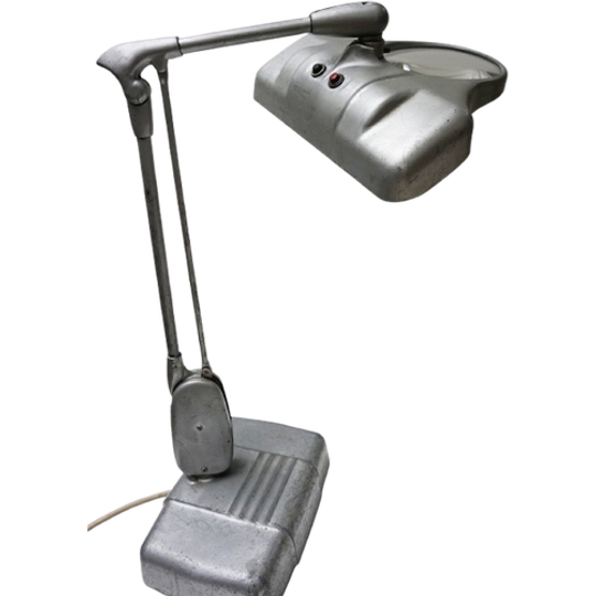 Dazor Bureaulamp/ Goudsmidlamp Met Vergrootglas Loep, Ca 1950 1