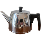 Vintage Nederlandse Dubbelwandige Chromen Theepot Gemaakt Door Bredemeijer In De Jaren Zestig! thumbnail 1