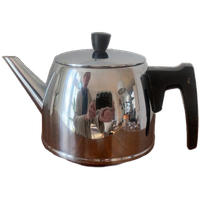 Vintage Nederlandse Dubbelwandige Chromen Theepot Gemaakt Door Bredemeijer In De Jaren Zestig!