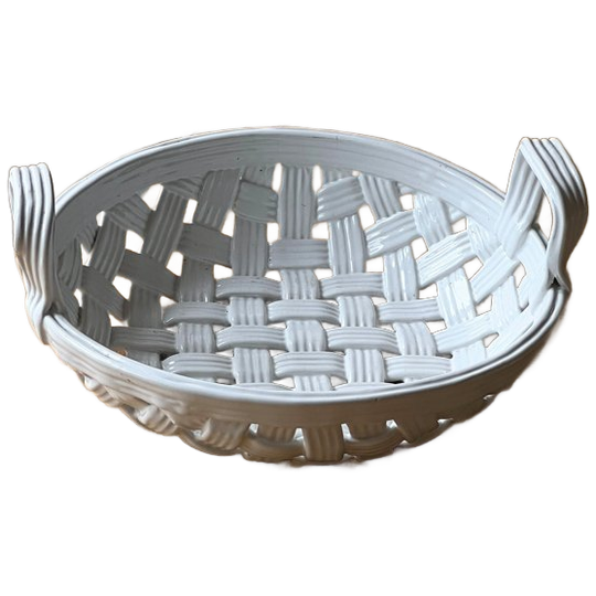 Vintage 70s Porcelain Woven Basket 1