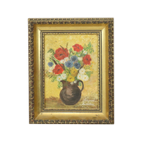 Oud Amateur Schilderij Bloemen Gouden Barok Lijst Bleyaert 28X23Cm