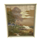 Aquarel Landschap In Lijst Zachte Kleuren Vintage thumbnail 1
