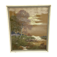 Aquarel Landschap In Lijst Zachte Kleuren Vintage