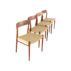 Set 4 Niels Otto Moller Stoelen Model 75 Möller Vintage Papercord thumbnail 1