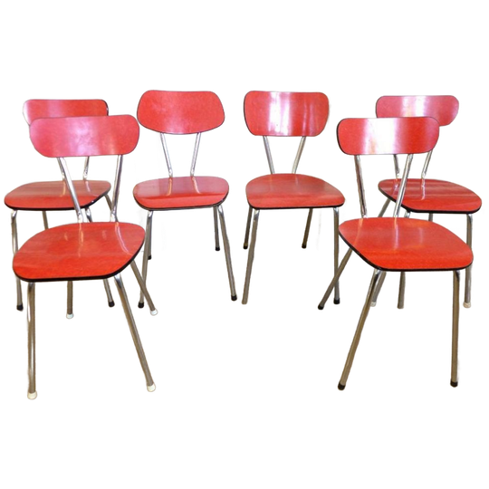 Mooi Rode Vintage Retro Formica Stoelen 1