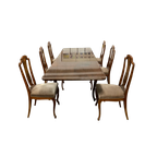 Antiek Bruin Verlengbare Uitschuifbate Eettafel Set Met 6 Stoelen thumbnail 1