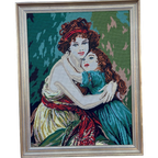 Vintage Geborduurd Schilderij Madam Lebrun En Haar Dochter thumbnail 1