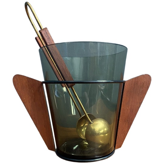 Teak And Glass Danish Ice Bucket 1