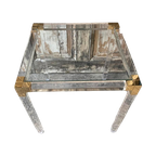 Bijzettafel, Design, Vintage. Plexiglas, Messing. Seventies thumbnail 1