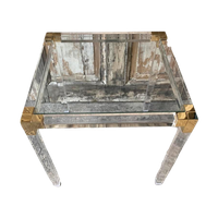 Bijzettafel, Design, Vintage. Plexiglas, Messing. Seventies