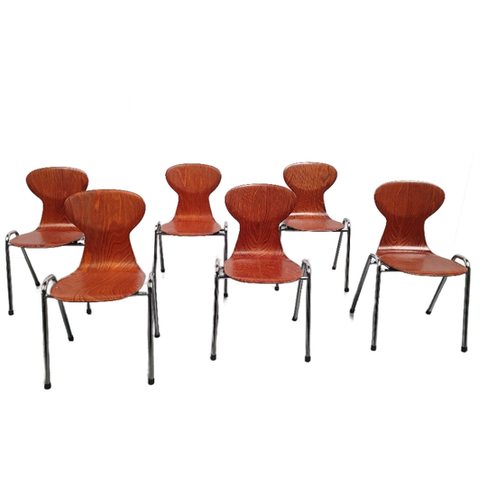 6x Eromes Pagholz Industriële Stapelbare Design Stoel 1