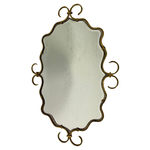Vintage Geslepen Spiegel In Messing Frame