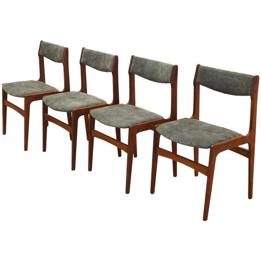 Set van vier teakhouten stoelen, Danish Design, jaren 70, gemaakt in Denemarken. 1