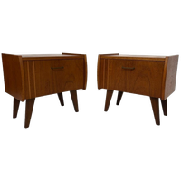 Vintage Nachtkastjes Set Van 2 Teak Fineer Jaren 60
