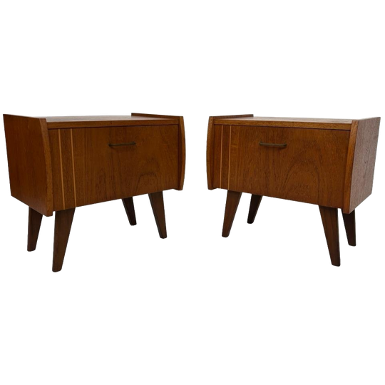 Vintage Nachtkastjes Set Van 2 Teak Fineer Jaren 60 1