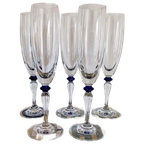5x Vintage Champagneglas Donkerblauw Bolletje thumbnail 1