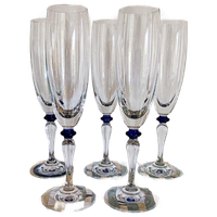 5x Vintage Champagneglas Donkerblauw Bolletje