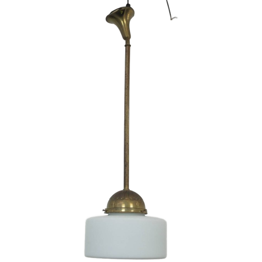 Klassieke Vintage Hanglamp Met Glas En Messing 1