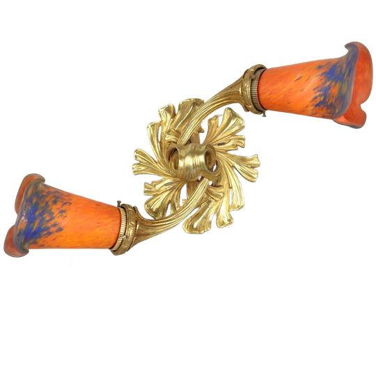 Bronzen Plafondlamp 'le Verre Français' Glaspasta 1