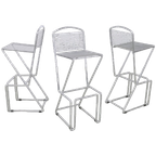 3x Postmoderne Barkruk Chrome, 1980s thumbnail 1
