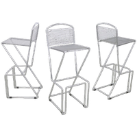 3x Postmoderne Barkruk Chrome, 1980s