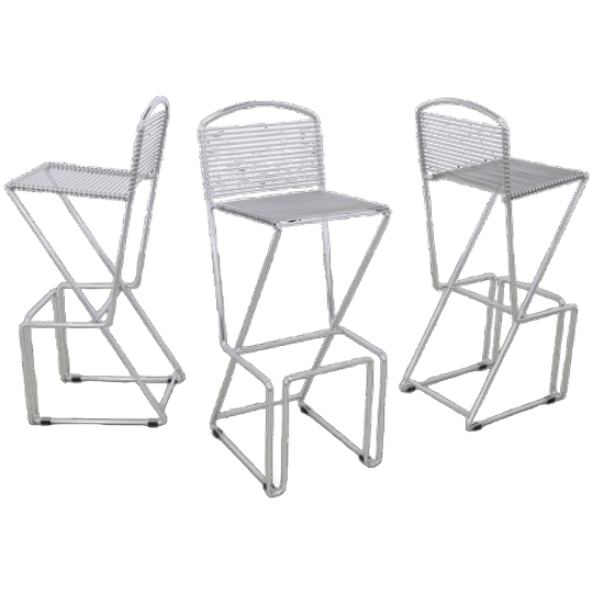 3x Postmoderne Barkruk Chrome, 1980s 1