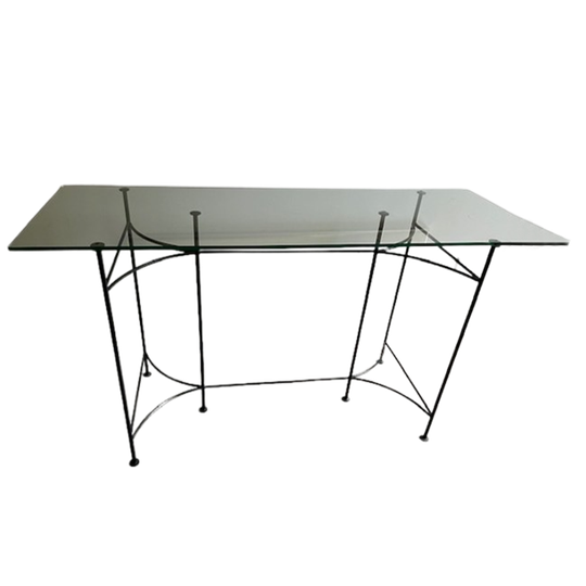 Glazen Side Table Met Gietijzeren Onderstel 1