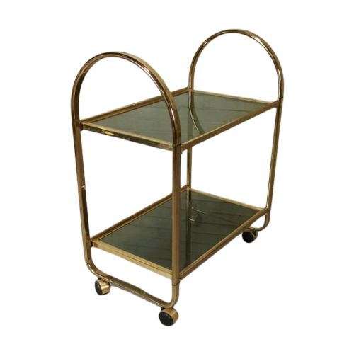 Vintage Italiaans Bar Cart Trolley, Goud