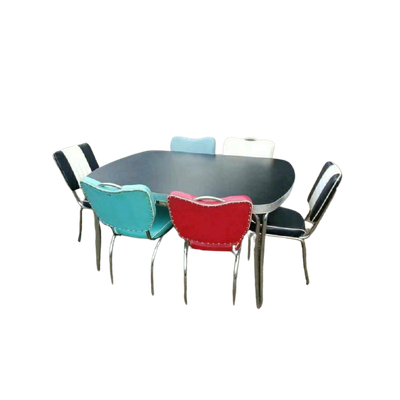 Blackstone "American" Diner Tafel Merk Bel Air Met 6 Stoelen