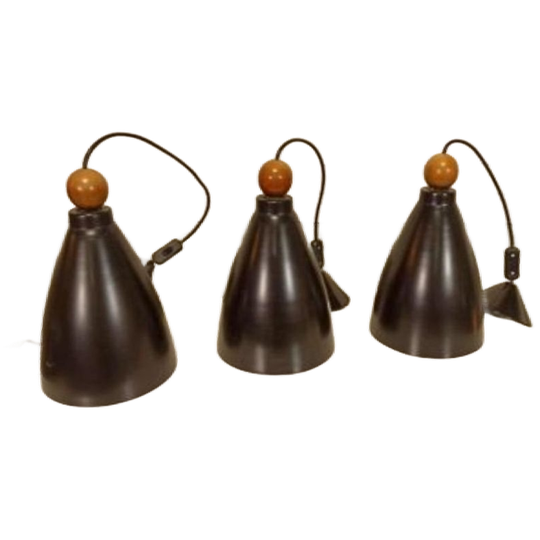 Set Van 3 Vintage Metalen Hanglampen 1