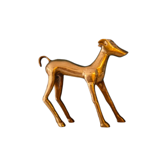 Vintage Messing Duitse Dog Hond Hondje Beeld Beeldje 1