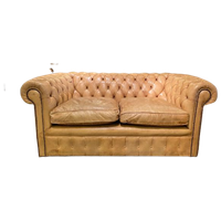 Oude Antiek Chesterfield 2 Bank Camel Cognac