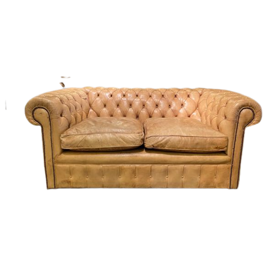 Oude Antiek Chesterfield 2 Bank Camel Cognac 1