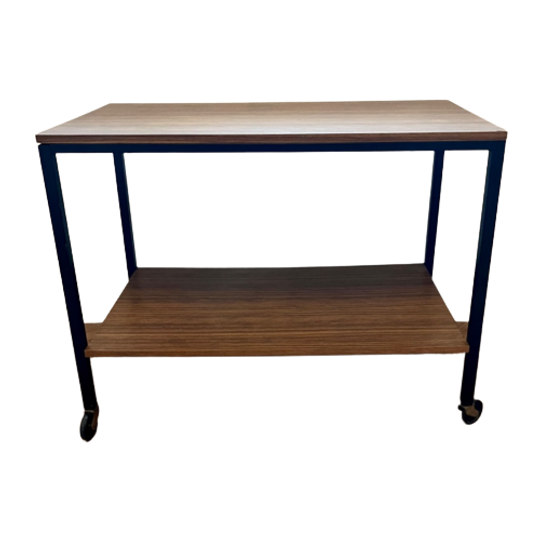 Trolly Tafel Zwart Metaal Met Palissander Fineer. 1