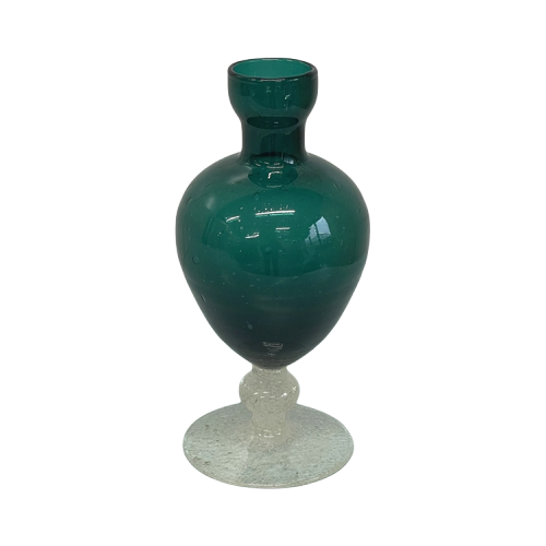 Groen Glazen Karaf/Vaas Brocante Craquele Glas