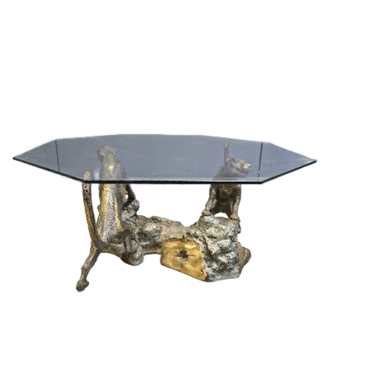 Bronze Leopard Coffee Table, 1970s 1