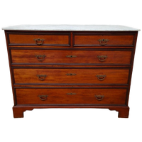 Vintage Antiek Dressoir Commode Ladekast Badkamermeubel Met Marmer Blad 704
