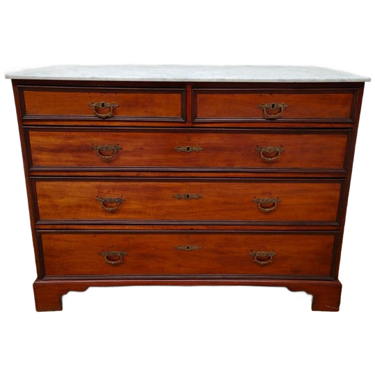 Vintage Antiek Dressoir Commode Ladekast Badkamermeubel Met Marmer Blad 704 1