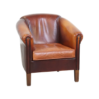 Correct Afgewerkte Schapenleren Clubfauteuil Met Prachtige Kleuren En Een Goed Zitcomfort