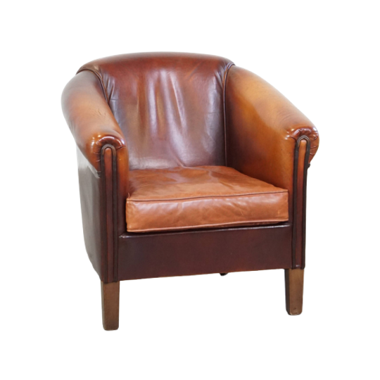 Correct Afgewerkte Schapenleren Clubfauteuil Met Prachtige Kleuren En Een Goed Zitcomfort 1