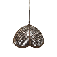 Vintage Hanglamp Rotan Riet Met Wenen Stro Webbing