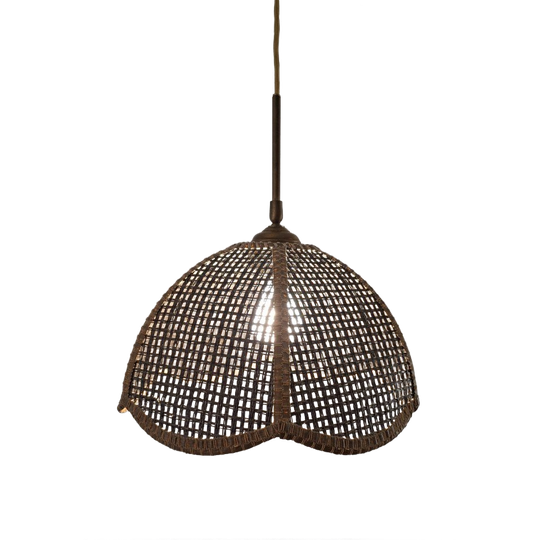 Vintage Hanglamp Rotan Riet Met Wenen Stro Webbing 1