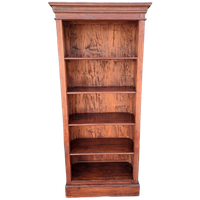 Klassieke Teakhouten Boekenkast Afm. 89x42cm En 205cm Hoog.