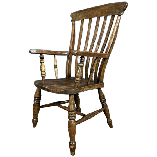 Bruine Engelse Windsor Armstoel Met Hoge Rug 1