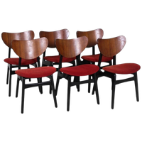 6X Vintage Eetkamerstoelen G-Plan - Rood, Jaren '50/'60